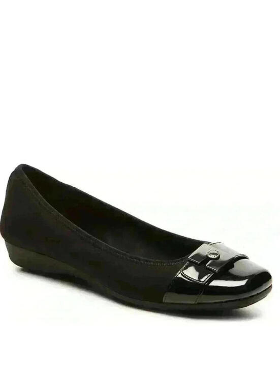 Anne Klein Shoes - Anne Klein Womens 8 Black Ballet Flats Ursala Square Cap Toe Buckle NEW IN BOX